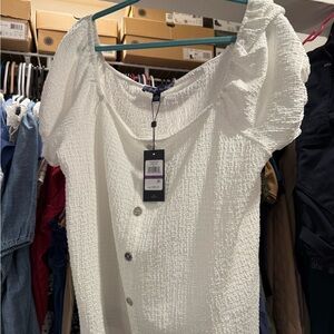 Tommy Hilfiger White Textured Blouse